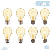 Kit 8 Lâmpadas Filamento Led Retro Vintage A60
