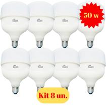 Kit 8 Lâmpadas Led Bulbo 50w Alta Potência Branca E27 6500k