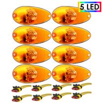 KIT 8 Lanterna Lateral Ônibus Dupla Função 5 Led BIVOLT +Conector