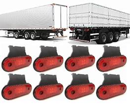 Kit 8 Lanterna Vermelha Led 12/24v Lateral Báu Carroceria Carreta KLX