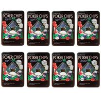 Kit 8 Latas Poker Chips Com 100 Fichas + 1 Ficha Dealer Cada
