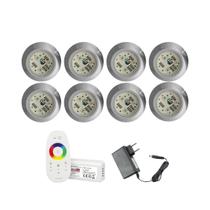 KIT 8 LED 9W RGB CENTRAL E FONTE 12v P ILUMINAÇÃO PISCINA