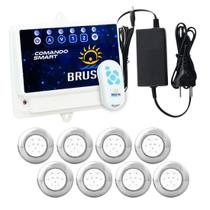 Kit 8 LED Piscina 9W Inox + Central de Comando Wifi - Azul