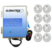 Kit 8 Led Piscina Rgb 4W + Central + Controle Touch Luxpool