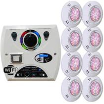 Kit 8 LED Piscina RGB Colorido SMD 5W + Central Wifi Sodramar
