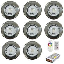 KIT 8 Led Rgb 10w Inox Premium Iluminação Piscina 12V