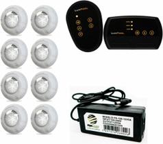 Kit 8 leds 9w luxpool + fonte 10a + controlador luxpool 72w