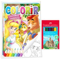 Kit 8 Livrinhos Colorir Contos De Fadas Clássicos + 6 Mini Ecolápis De Cor Coleção Ler E Colorir Ideal P/ Lembrancinha - Rideel Bicho Esperto