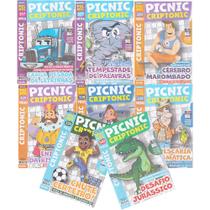 Kit 8 Livros de Passatempos Picnic Cripto Criptonic 28 Páginas Nível Fácil, Médio e Difícil