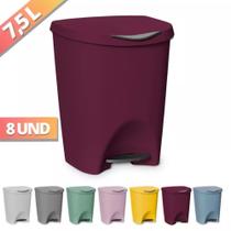 Kit 8 Lixeira Cozinha Banheiro Escritorio Com Pedal 7,5L