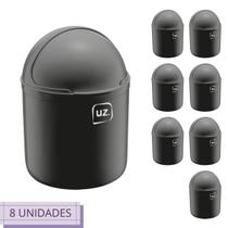 Kit 8 Lixeira de Pia Para Cozinha Premium 4 Litros Preto UZ