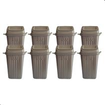 Kit 8 Lixeira Plástica Com Tampa Basculante Cinza 30L Sanremo