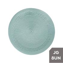 Kit 8 Lugar Americano Sousplat Poliester Verde Royal 38cm