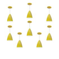 Kit 8 Luminária Pendente Bala Nova Com Interior Branco Brilho Com Fiação 110/220v
