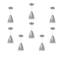 Kit 8 Luminária Pendente Bala Nova Com Interior Branco Brilho Com Fiação 110/220v