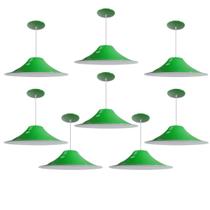 Kit 8 Luminária Pendente Chapéu Chinês Com Interior Branco Brilho Com Fiação 110/220v
