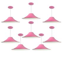 Kit 8 Luminária Pendente Chapéu Chinês Com Interior Branco Brilho Com Fiação 110/220v