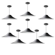 Kit 8 Luminária Pendente Chapéu Chinês Com Interior Branco Brilho Com Fiação 110/220v