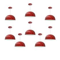 Kit 8 Luminária Pendente Meia Lua 24cm Com Interior Branco Brilho Fiação 110/220v Kit 8 Luminária Pendente Meia Lua 24cm Com Interior Branco Brilho Fiação 110/220v