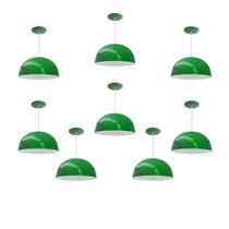 Kit 8 Luminária Pendente Meia Lua 24cm Com Interior Branco Brilho Fiação 110/220v Kit 8 Luminária Pendente Meia Lua 24cm Com Interior Branco Brilho Fiação 110/220v
