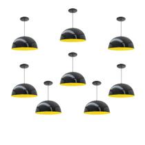 Kit 8 Luminária Pendente Meia Lua 24cm Interior Amarelo Com Fiação 110/220v Kit 8 Luminária Pendente Meia Lua 24cm Interior Amarelo Com Fiação 110/220v