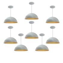 Kit 8 Luminária Pendente Meia Lua 50cm Interior Cobre Com Fiação 110/220v
