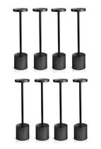 Kit 8 Luminárias de Mesa Candeeiro Led Preto Sem Fio Tutto Home Recarregável