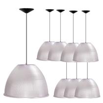 Kit 8 Luminárias Para Galpão Industrial 12 Pol 30cm Cristal Cabo 1,1M