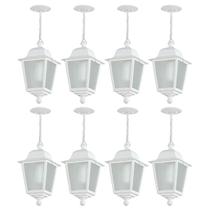 Kit 8 Luminárias Pendentes com Lente Fosca Branco Iluminação Interna Termoplástico E27 Soberana Dital Kit 8 Luminárias Pendentes com Lente Fosca Branco Iluminação Interna Termoplástico E27 Soberana Dital