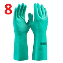 Kit 8 Luva Borracha Reforçada Proteção Quimica C/ Forro Epi