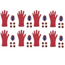 Kit 8 Luva Brinquedo Lança Disco Com Som E Luz Homem Aranha