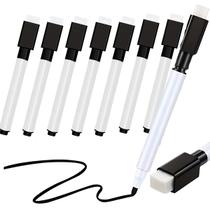 Kit 8 Marcadores Preto com Apagador e Imã Quadro Branco