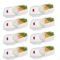 Kit 8 Marmita Due Com 2 Divisórias Para As Comidas 600Ml
