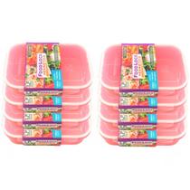 Kit 8 Marmitas Plástica Hermética Com Trava E Divisória 1L Kit 8 Marmitas Plástica Hermética Com Trava E Divisória 1L