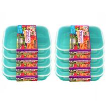 Kit 8 Marmitas Plástica Hermética Com Trava E Divisória 1L