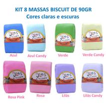 Kit 8 Massas De Biscuit Jl 90 Gramas Cores Claras E Escuras
