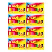 Kit 8 Massinha De Modelar 12 Cores Magix 130g Multicolor