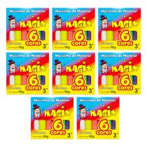 Kit 8 Massinha De Modelar 6 Cores Magix 90g Multicolor