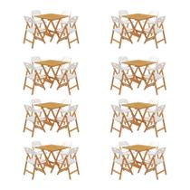 Kit 8 Mesas Dobráveis Elegance 4 Lugares MDF Cadeiras Branco 70x70 Mega Madeira Kit 8 Mesas Dobráveis Elegance 4 Lugares MDF Cadeiras Branco 70x70 Mega Madeira