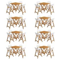 Kit 8 Mesas Dobráveis Elegance 4 Lugares Tampo 8 Ripas Natural 70x70 Assento Polipropileno Branco Kit 8 Mesas Dobráveis Elegance 4 Lugares Tampo 8 Ripas Natural 70x70 Assento Polipropileno Branco