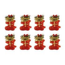 Kit 8 Mini Botas Veludo Merry Christmas Enfeite Árvore de Natal 4cm Pendurar Decoracao Natalina