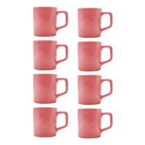 Kit 8 Mini Canecas Chá Rosa 80mL Xícara Café Expresso