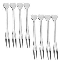 Kit 8 Mini Garfo Talher Petisco Aperitivo Fondue Buffet Inox