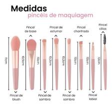 Kit 8 Mini Pincéis De Maquiagem Em Estojo Compacto Rose
