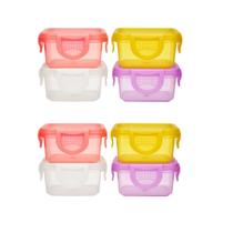 Kit 8 Mini Potes com tampa hermetica Para Alimento Papinha Lancheira Em Plástico
