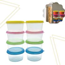 Kit 8 Mini Potes Para Alimento Papinha Lancheira Em Plástico