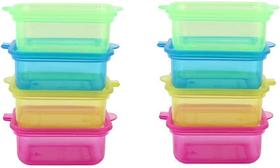 Kit 8 Mini Potes Retangulares Coloridos De Plastico Clink Cores Sortidos