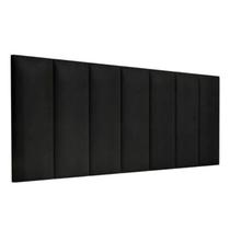 Kit 8 Módulos Estofados Cabeceira Cama Casal 20x60cm Preto