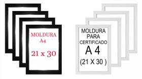 Kit 8 Molduras A4 21 X 30 Com Vidro / 4 Pretas E 4 Brancas