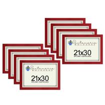 Kit 8 Molduras Porta Diploma Certificado A4 21x30 Vermelho Kit 8 Molduras Porta Diploma Certificado A4 21x30 Vermelho